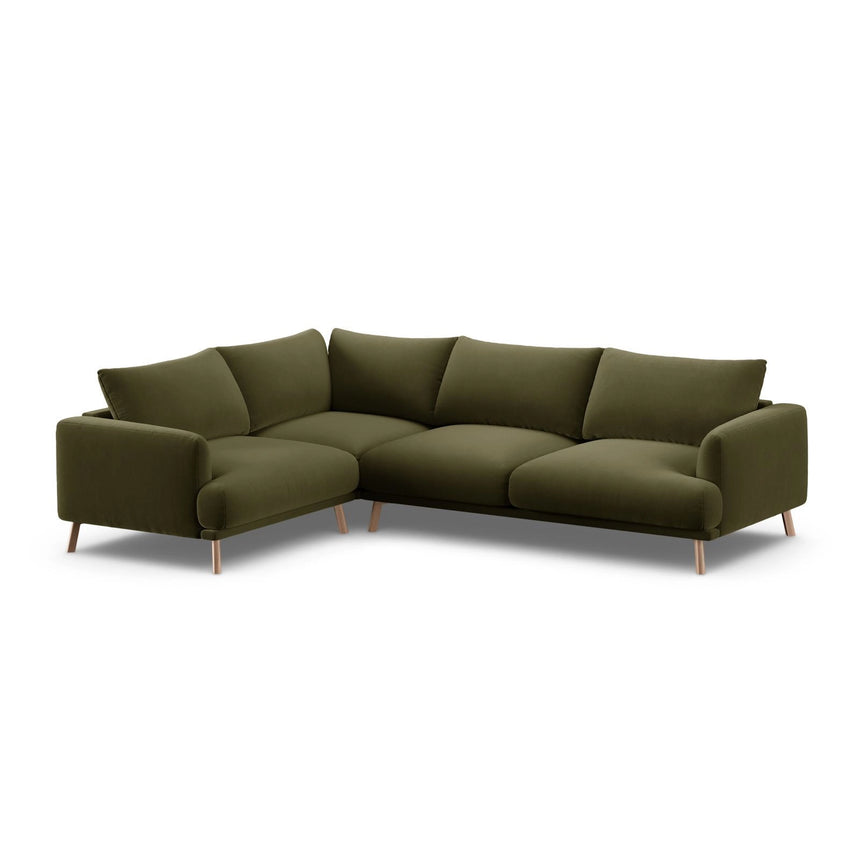 Naomi 4-Sitzer Ecksofa, Linke Seite, aus Samt in Grün (Salvador 8), 280x195 cm von Micadoni – Bild 4