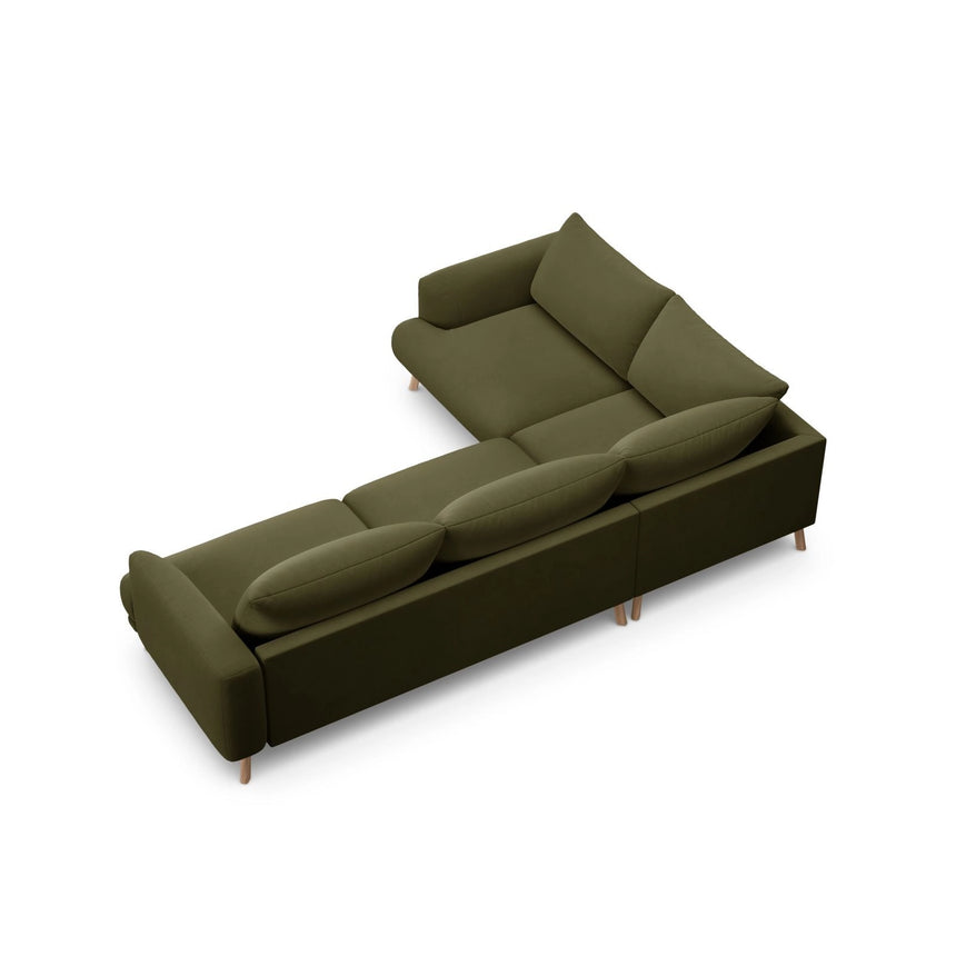 Naomi 4-Sitzer Ecksofa, Linke Seite, aus Samt in Grün (Salvador 8), 280x195 cm von Micadoni – Bild 5