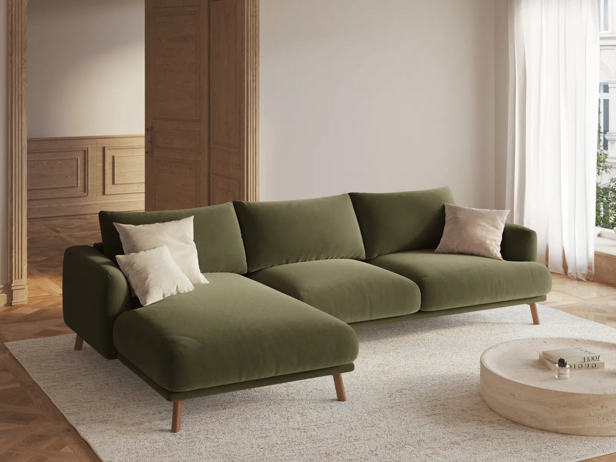 Naomi 4-Sitzer Ecksofa, Linke Seite, aus Samt in Grün (Salvador 8), 285x170 cm von Micadoni – Bild 2
