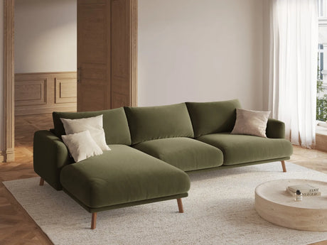 Naomi 4-Sitzer Ecksofa, Linke Seite, aus Samt in Grün (Salvador 8), 285x170 cm von Micadoni – Bild 2
