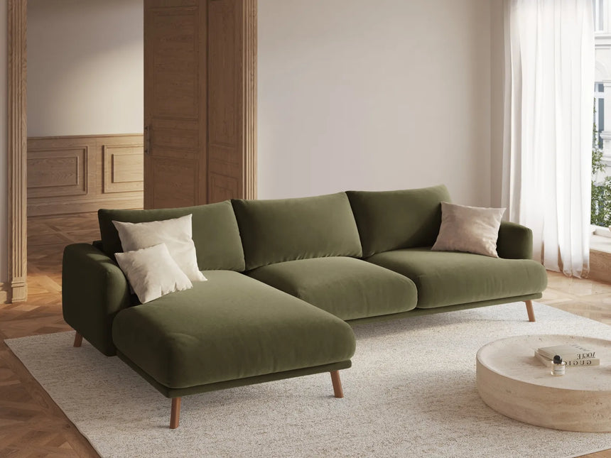 Naomi 4-Sitzer Ecksofa, Linke Seite, aus Samt in Grün (Salvador 8), 285x170 cm von Micadoni – Bild 2