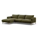 Naomi 4-Sitzer Ecksofa, Linke Seite, aus Samt in Grün (Salvador 8), 285x170 cm von Micadoni – Bild 4