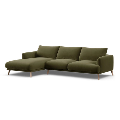 Naomi 4-Sitzer Ecksofa, Linke Seite, aus Samt in Grün (Salvador 8), 285x170 cm von Micadoni – Bild 4