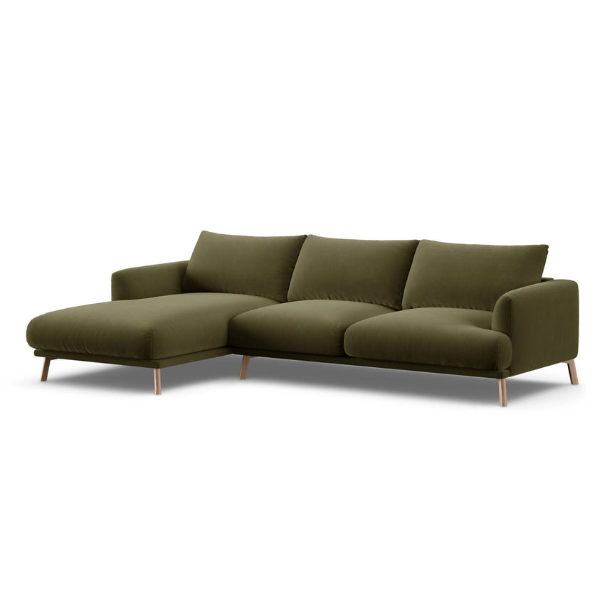 Naomi 4-Sitzer Ecksofa, Linke Seite, aus Samt in Grün (Salvador 8), 285x170 cm von Micadoni – Bild 4