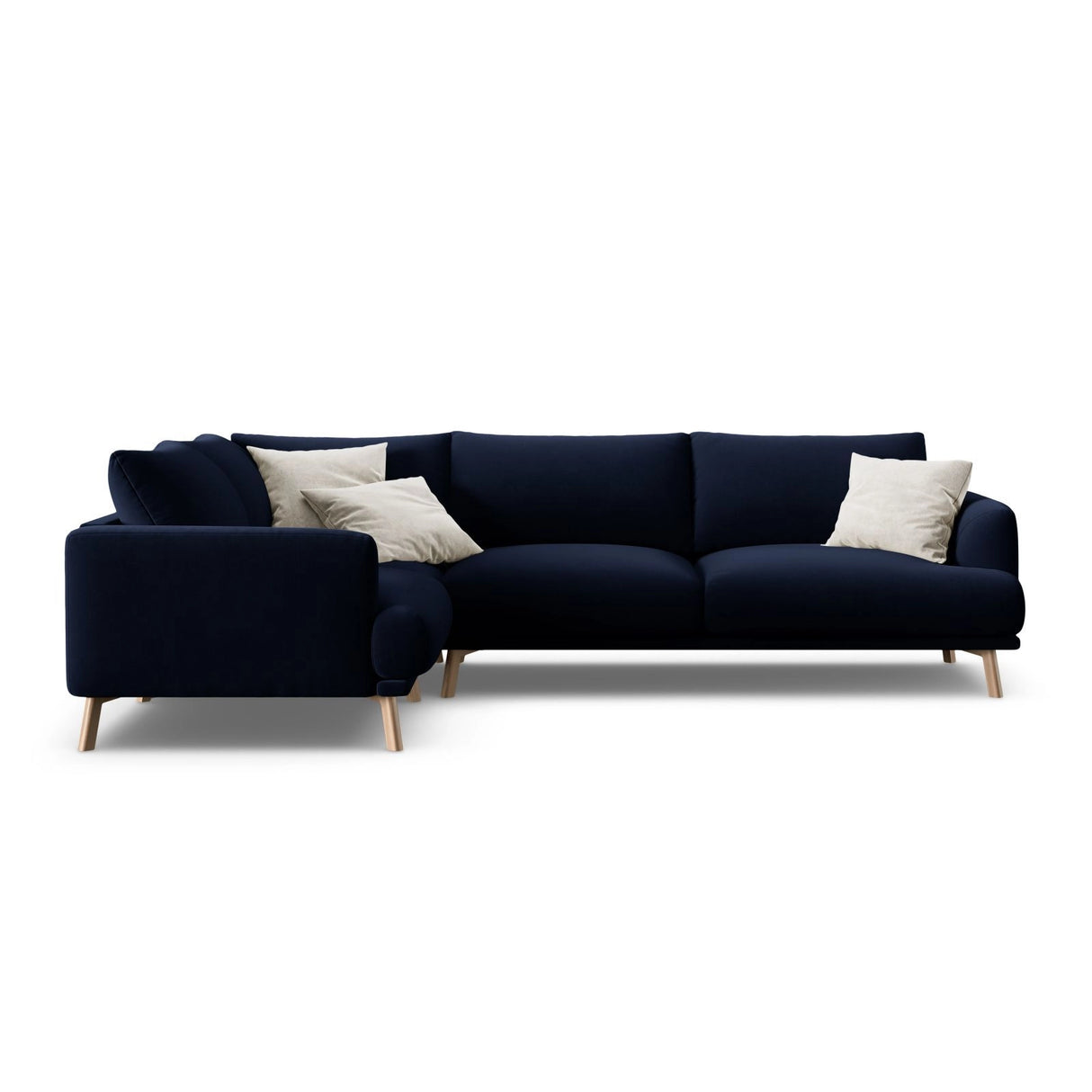 Naomi 4-Sitzer Ecksofa, Linke Seite, aus Samt in Königsblau (Salvador 5), 280x195 cm von Micadoni – Bild 1