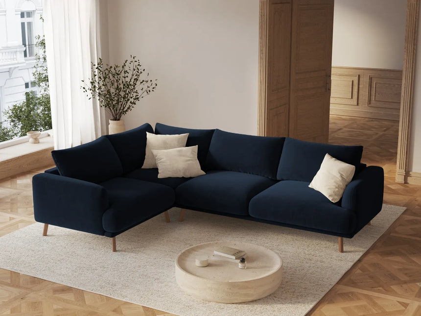 Naomi 4-Sitzer Ecksofa, Linke Seite, aus Samt in Königsblau (Salvador 5), 280x195 cm von Micadoni – Bild 2