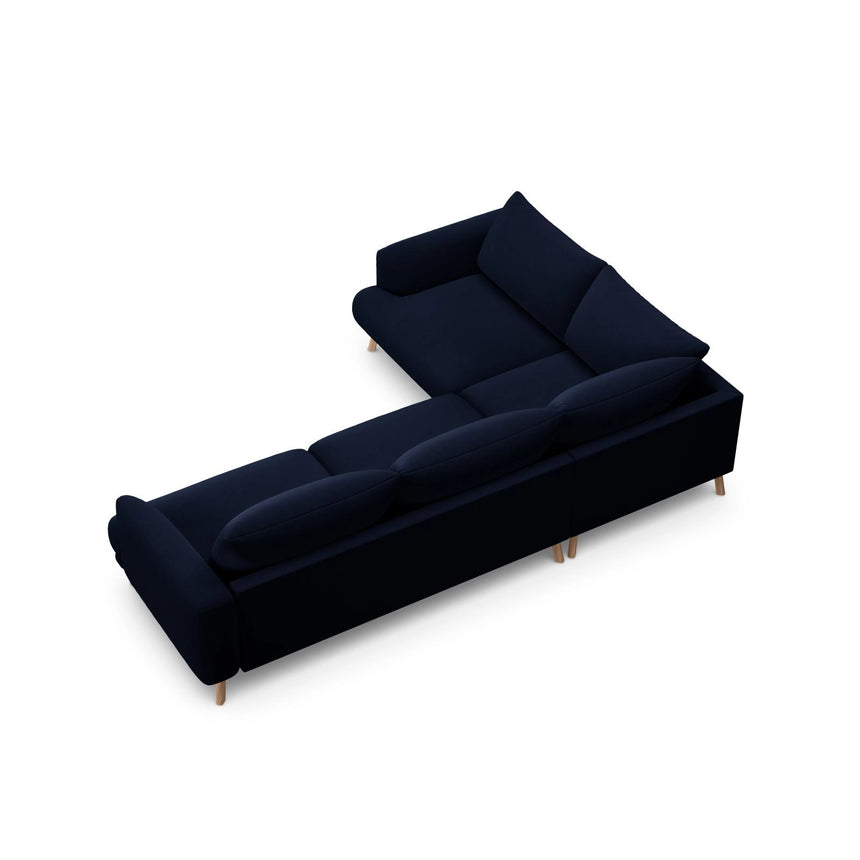 Naomi 4-Sitzer Ecksofa, Linke Seite, aus Samt in Königsblau (Salvador 5), 280x195 cm von Micadoni – Bild 5