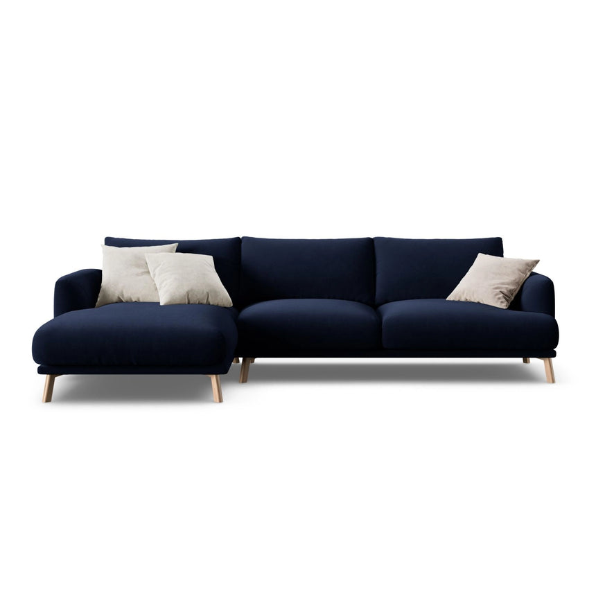 Naomi 4-Sitzer Ecksofa, Linke Seite, aus Samt in Königsblau (Salvador 5), 285x170 cm von Micadoni – Bild 1