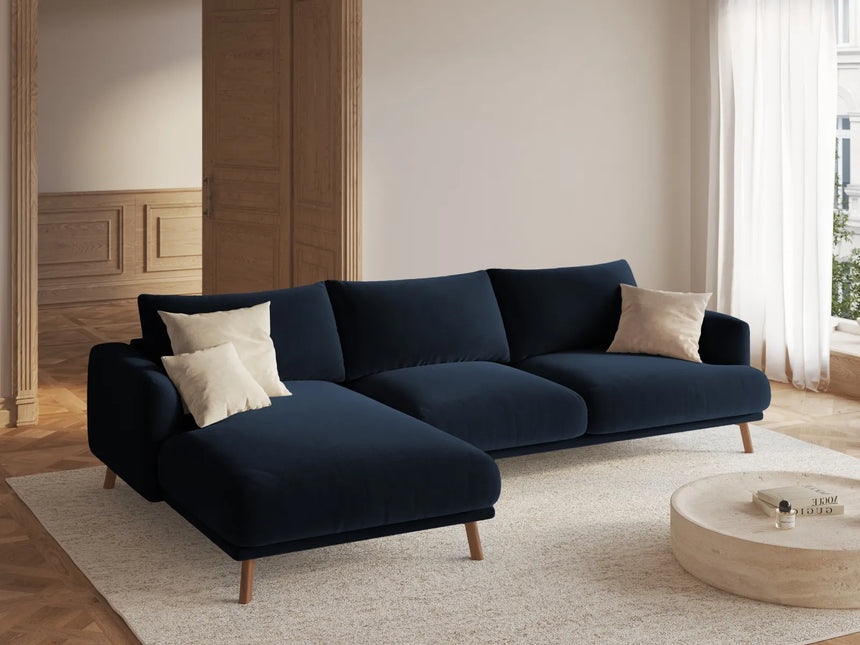 Naomi 4-Sitzer Ecksofa, Linke Seite, aus Samt in Königsblau (Salvador 5), 285x170 cm von Micadoni – Bild 2