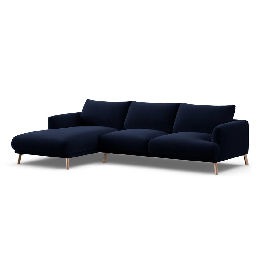 Naomi 4-Sitzer Ecksofa, Linke Seite, aus Samt in Königsblau (Salvador 5), 285x170 cm von Micadoni – Bild 4