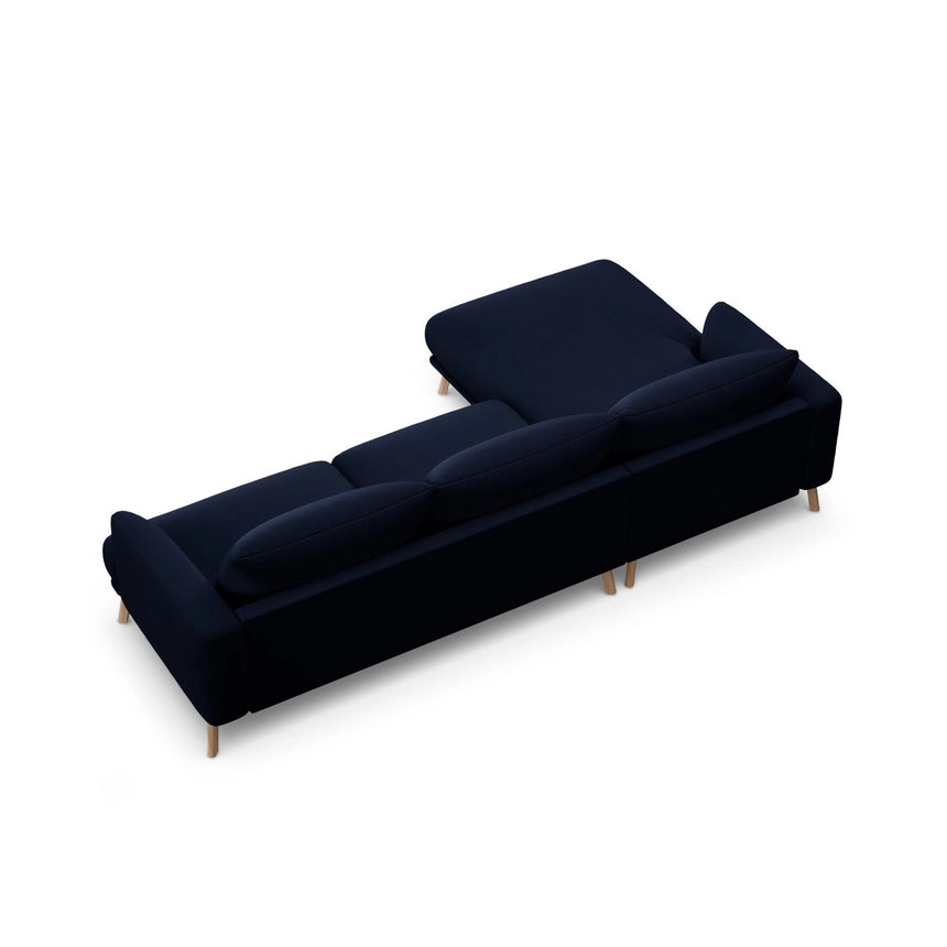 Naomi 4-Sitzer Ecksofa, Linke Seite, aus Samt in Königsblau (Salvador 5), 285x170 cm von Micadoni – Bild 5