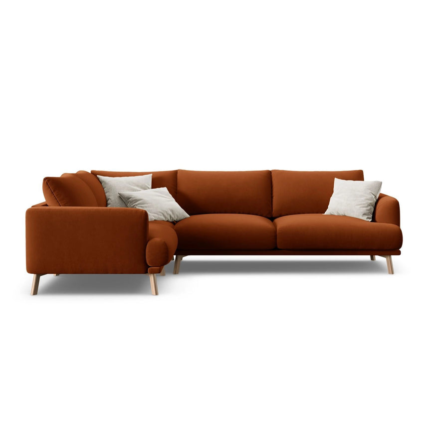 Naomi 4-Sitzer Ecksofa, Linke Seite, aus Samt in Terrakotta (Salvador 14), 280x195 cm von Micadoni – Bild 1