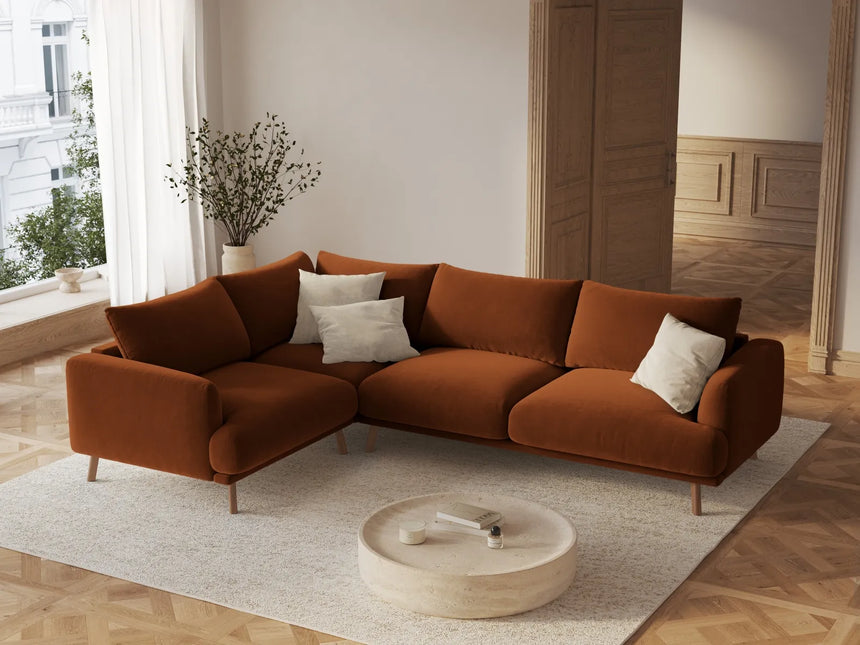 Naomi 4-Sitzer Ecksofa, Linke Seite, aus Samt in Terrakotta (Salvador 14), 280x195 cm von Micadoni – Bild 2