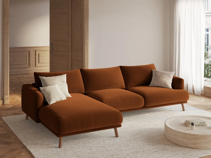 Naomi 4-Sitzer Ecksofa, Linke Seite, aus Samt in Terrakotta (Salvador 14), 285x170 cm von Micadoni – Bild 2