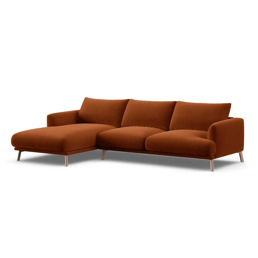 Naomi 4-Sitzer Ecksofa, Linke Seite, aus Samt in Terrakotta (Salvador 14), 285x170 cm von Micadoni – Bild 4
