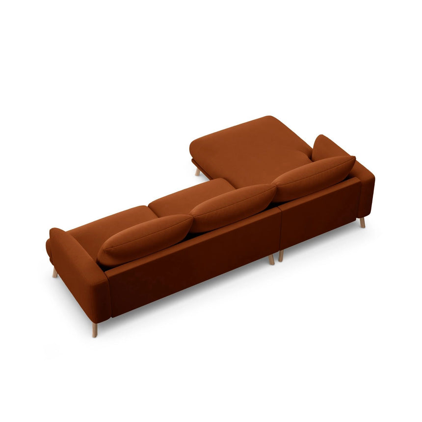 Naomi 4-Sitzer Ecksofa, Linke Seite, aus Samt in Terrakotta (Salvador 14), 285x170 cm von Micadoni – Bild 5
