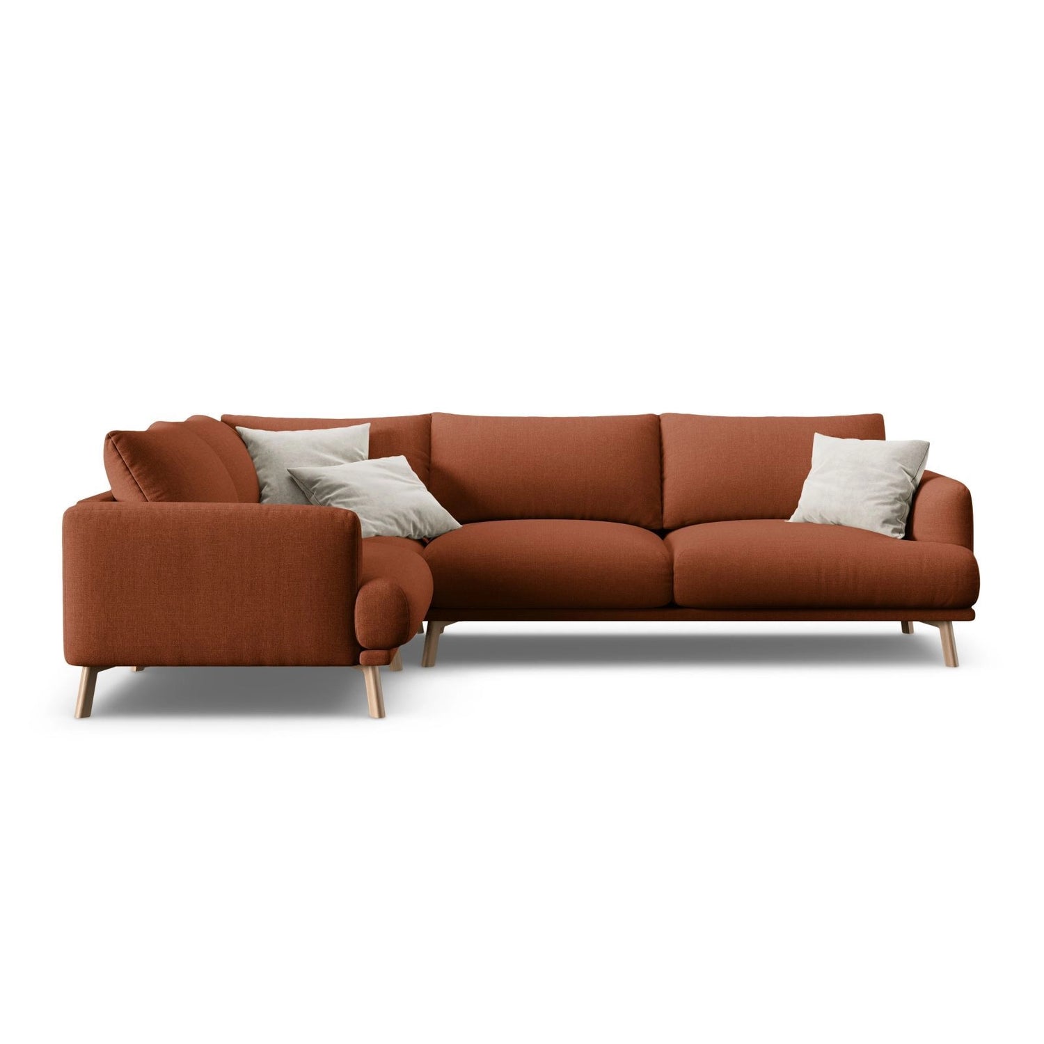 Naomi 4-Sitzer Ecksofa, Linke Seite, aus Strukturierter Stoff in Brick (Liberty 9), 280x195 cm von Micadoni – Bild 1