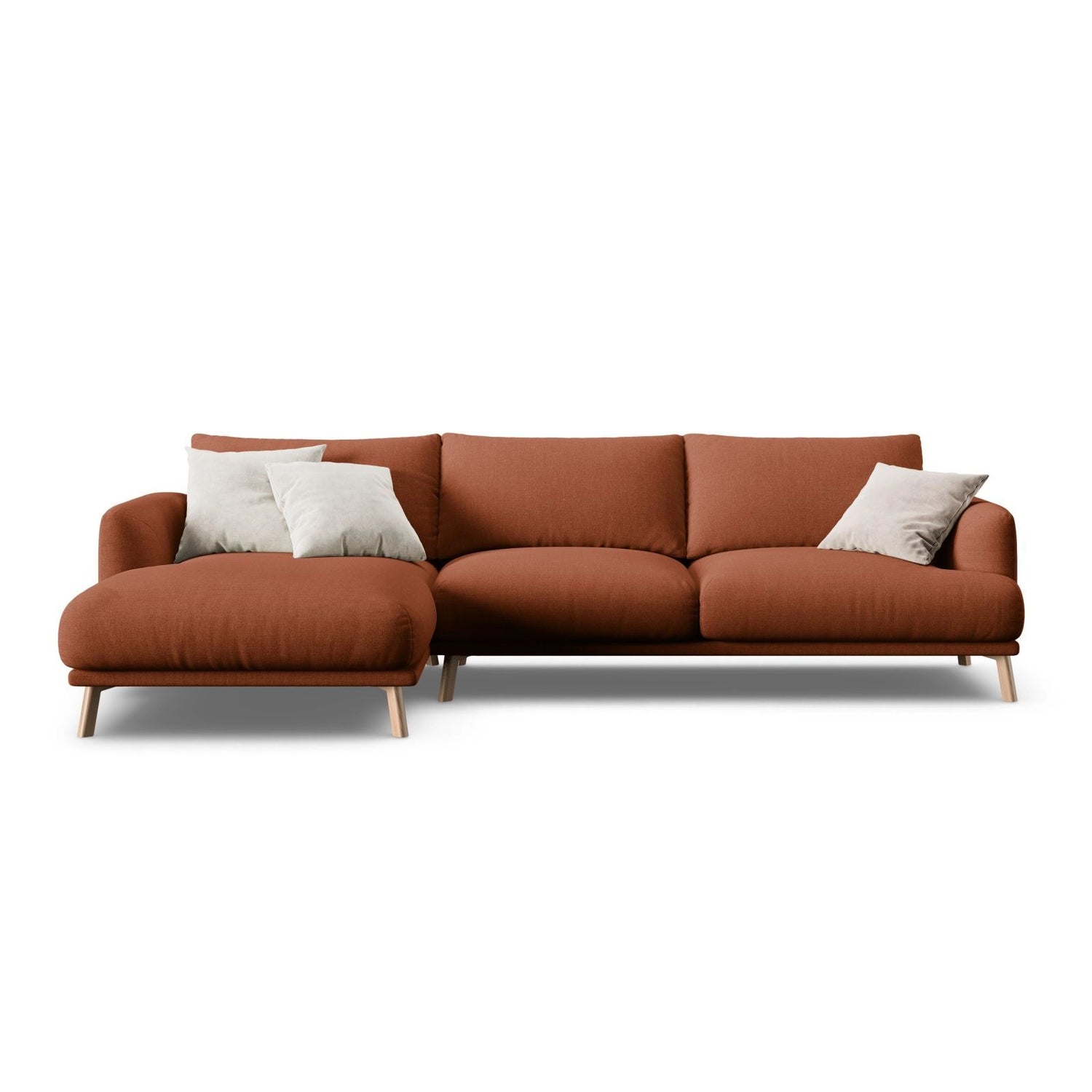 Naomi 4-Sitzer Ecksofa, Linke Seite, aus Strukturierter Stoff in Brick (Liberty 9), 285x170 cm von Micadoni – Bild 1
