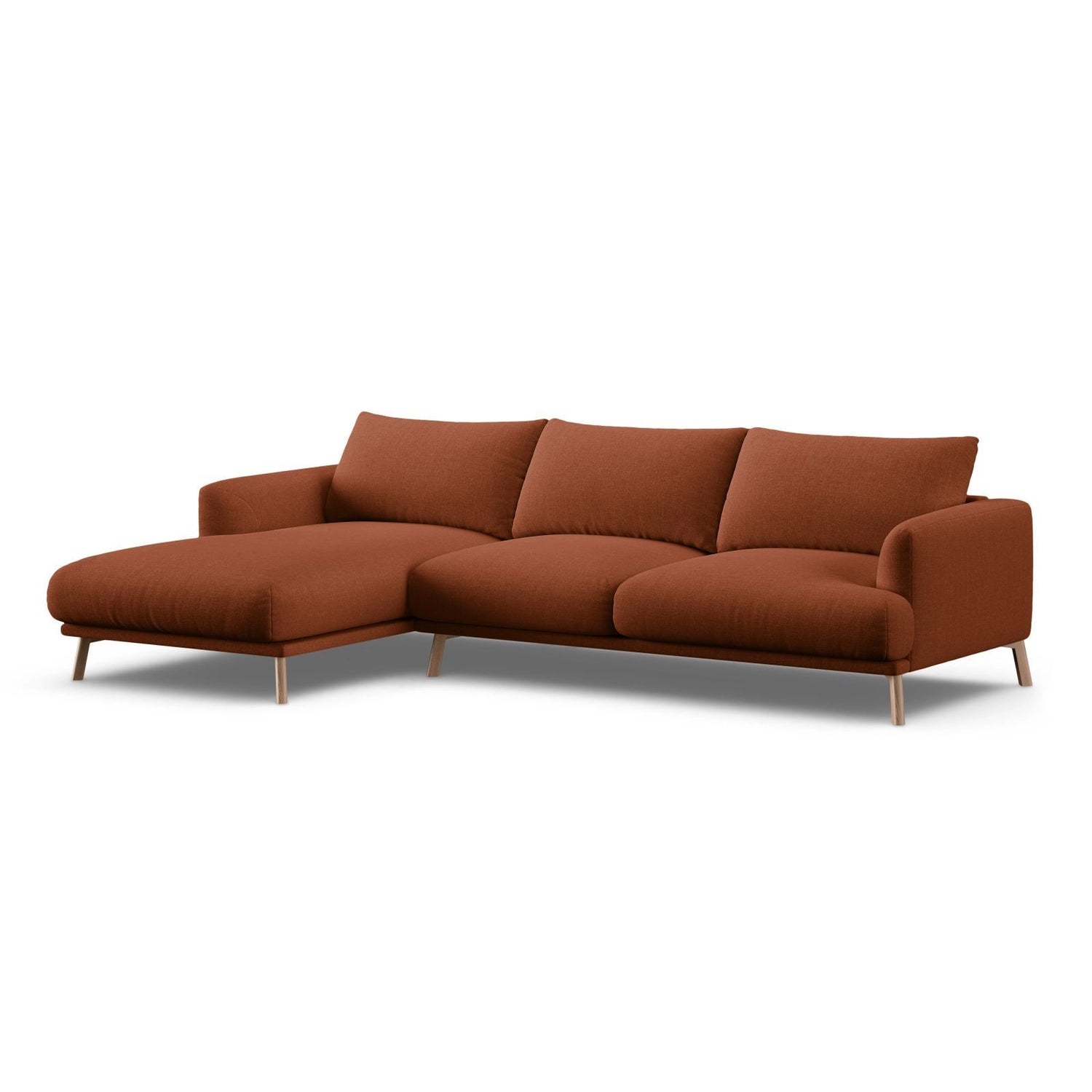 Naomi 4-Sitzer Ecksofa, Linke Seite, aus Strukturierter Stoff in Brick (Liberty 9), 285x170 cm von Micadoni – Bild 4