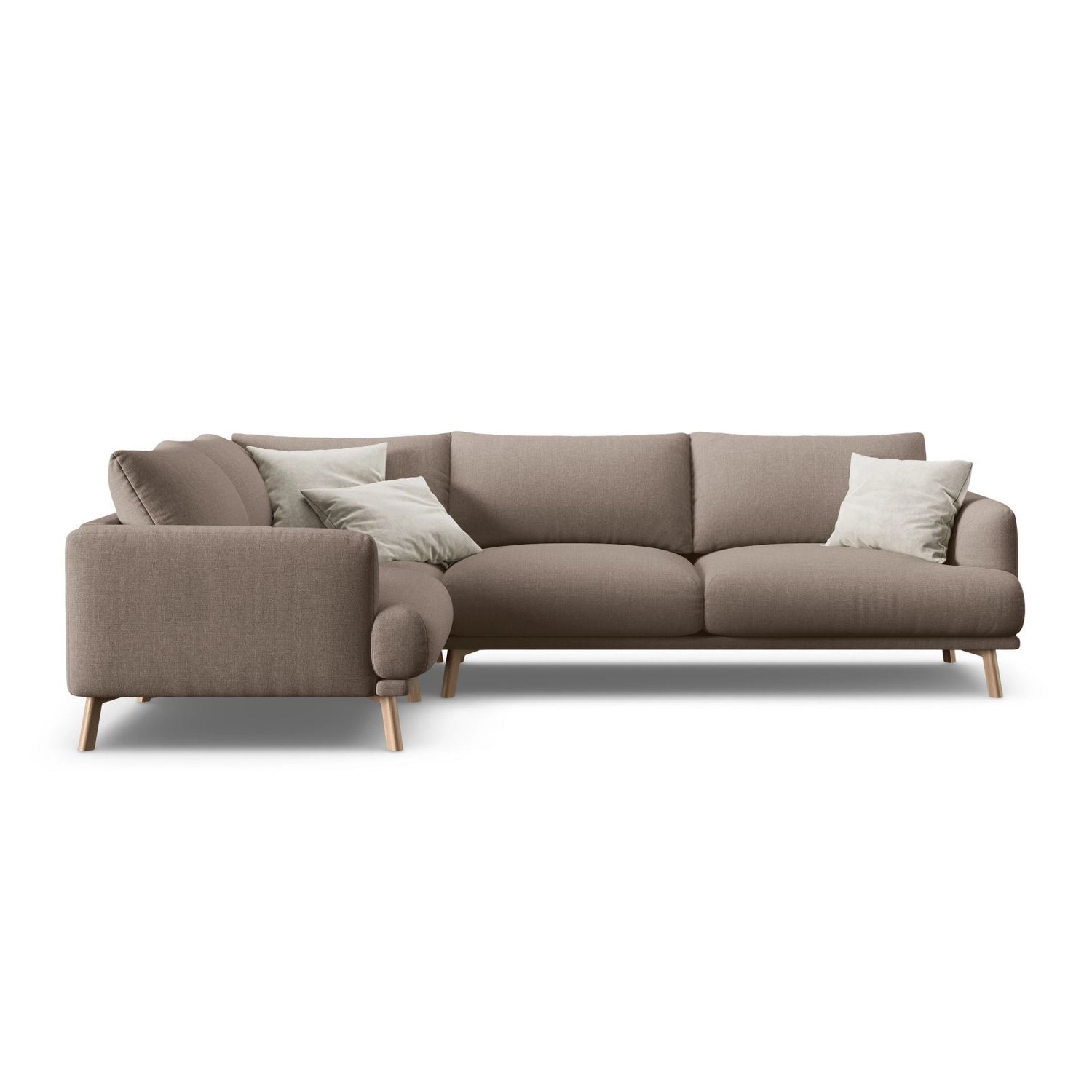 Naomi 4-Sitzer Ecksofa, Linke Seite, aus Strukturierter Stoff in Cappuccino (Liberty 5), 280x195 cm von Micadoni – Bild 1