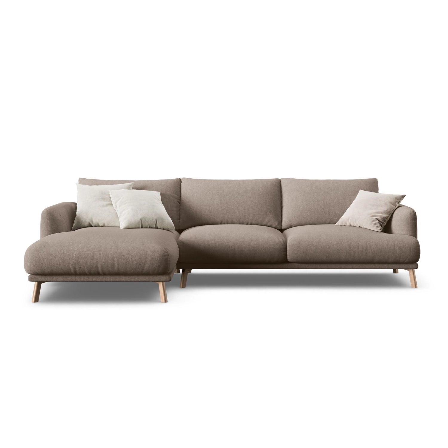 Naomi 4-Sitzer Ecksofa, Linke Seite, aus Strukturierter Stoff in Cappuccino (Liberty 5), 285x170 cm von Micadoni – Bild 1