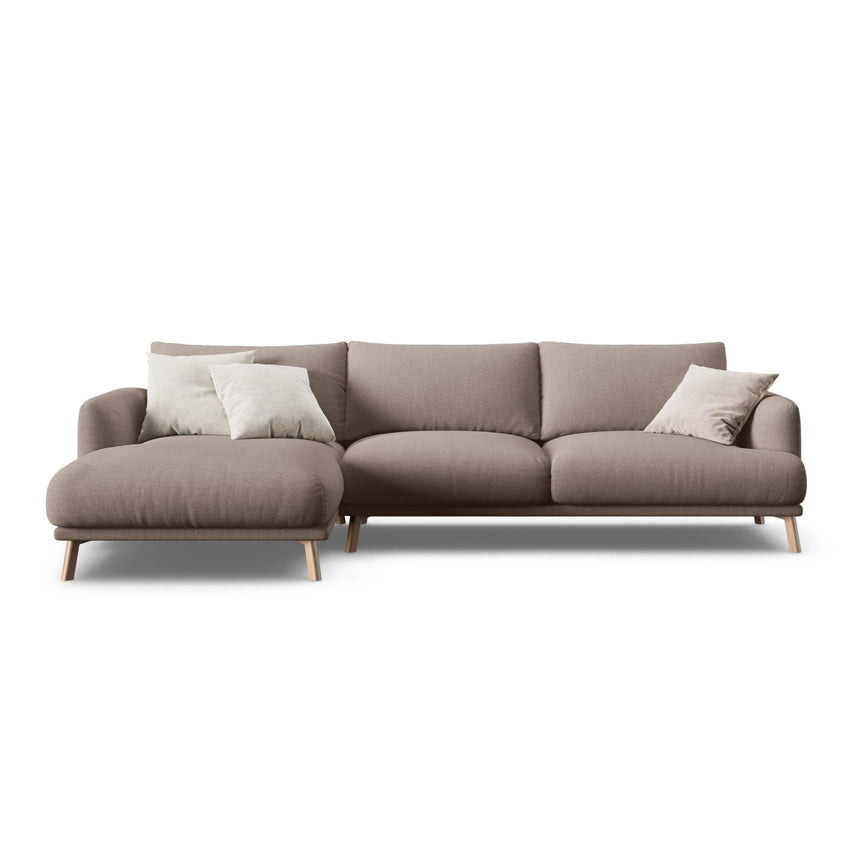 Naomi 4-Sitzer Ecksofa, Linke Seite, aus Strukturierter Stoff in Cappuccino (Liberty 5), 285x170 cm von Micadoni – Bild 1