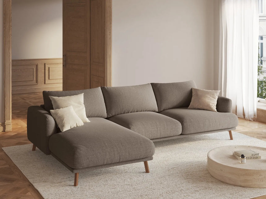 Naomi 4-Sitzer Ecksofa, Linke Seite, aus Strukturierter Stoff in Cappuccino (Liberty 5), 285x170 cm von Micadoni – Bild 2