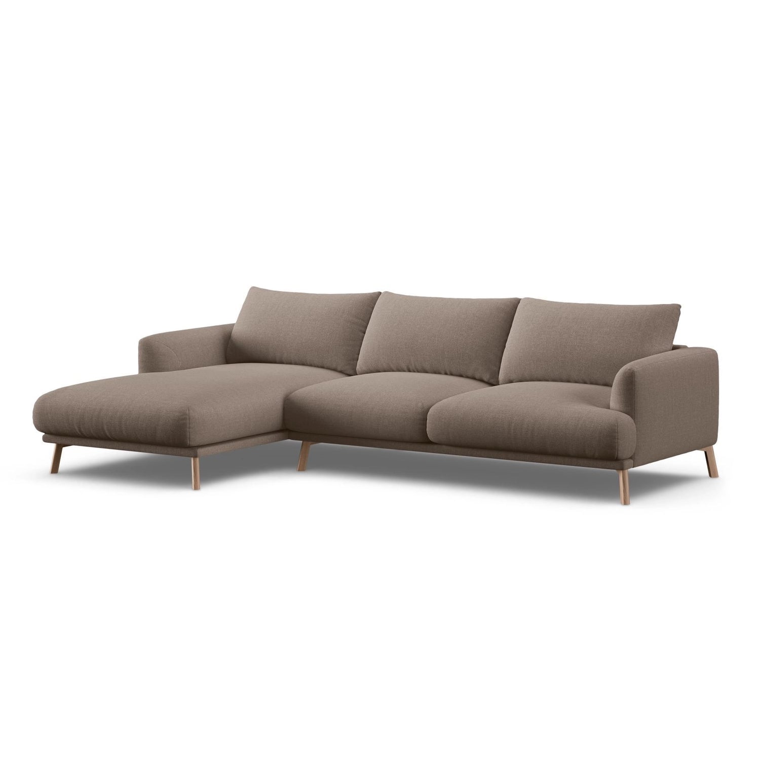 Naomi 4-Sitzer Ecksofa, Linke Seite, aus Strukturierter Stoff in Cappuccino (Liberty 5), 285x170 cm von Micadoni – Bild 4
