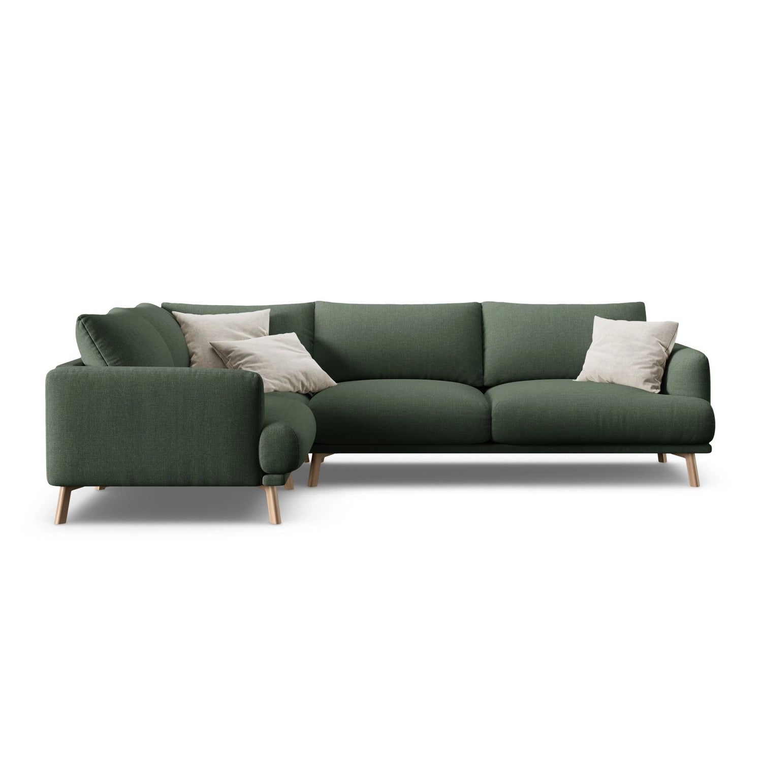 Naomi 4-Sitzer Ecksofa, Linke Seite, aus Strukturierter Stoff in Moosgrün (Liberty 12), 280x195 cm von Micadoni – Bild 1