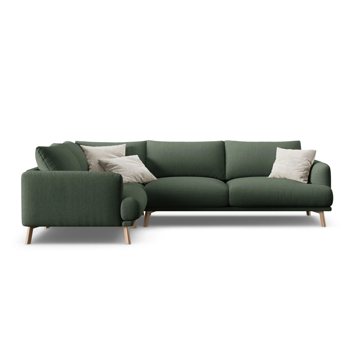 Naomi 4-Sitzer Ecksofa, Linke Seite, aus Strukturierter Stoff in Moosgrün (Liberty 12), 280x195 cm von Micadoni – Bild 1