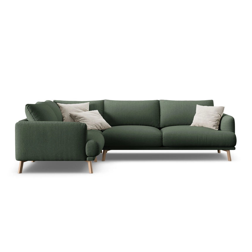 Naomi 4-Sitzer Ecksofa, Linke Seite, aus Strukturierter Stoff in Moosgrün (Liberty 12), 280x195 cm von Micadoni – Bild 1