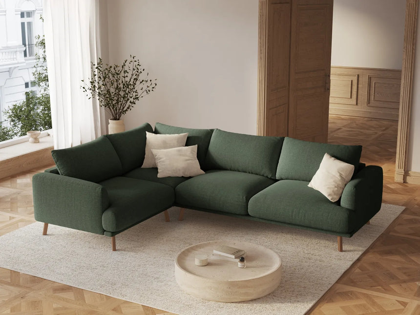 Naomi 4-Sitzer Ecksofa, Linke Seite, aus Strukturierter Stoff in Moosgrün (Liberty 12), 280x195 cm von Micadoni – Bild 2