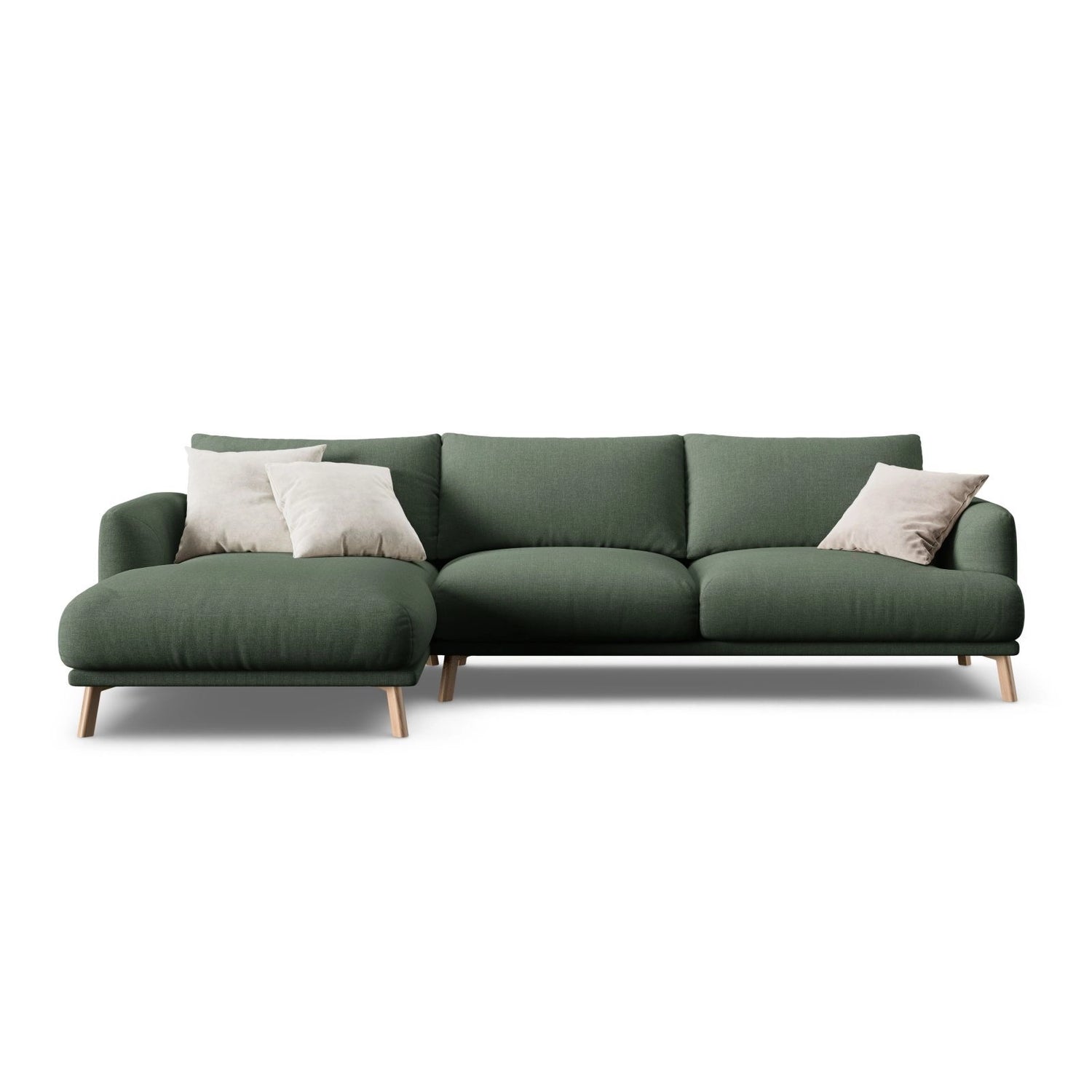 Naomi 4-Sitzer Ecksofa, Linke Seite, aus Strukturierter Stoff in Moosgrün (Liberty 12), 285x170 cm von Micadoni – Bild 1