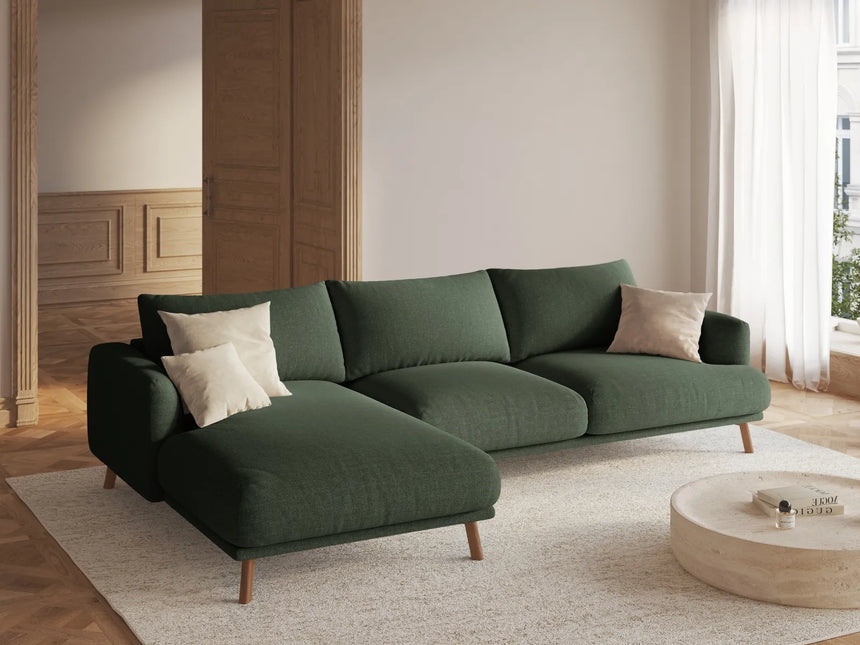 Naomi 4-Sitzer Ecksofa, Linke Seite, aus Strukturierter Stoff in Moosgrün (Liberty 12), 285x170 cm von Micadoni – Bild 2