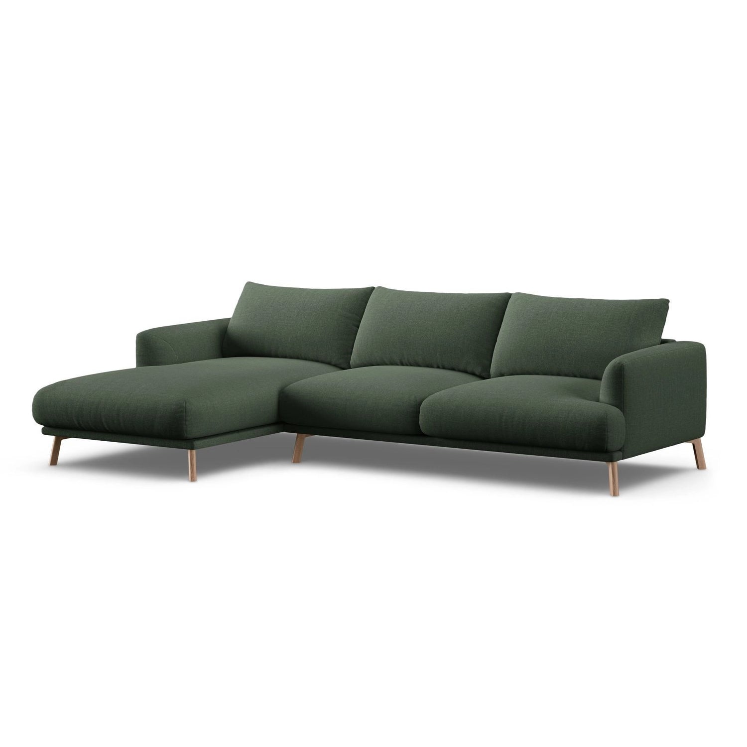 Naomi 4-Sitzer Ecksofa, Linke Seite, aus Strukturierter Stoff in Moosgrün (Liberty 12), 285x170 cm von Micadoni – Bild 4