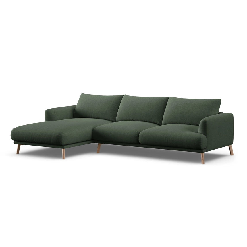 Naomi 4-Sitzer Ecksofa, Linke Seite, aus Strukturierter Stoff in Moosgrün (Liberty 12), 285x170 cm von Micadoni – Bild 4