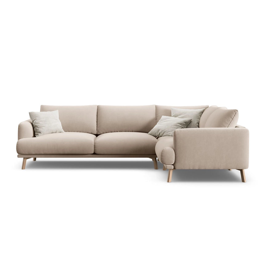 Naomi 4-Sitzer Ecksofa, Rechte Seite, aus Samt in Beige (Salvador 1), 280x195 cm von Micadoni – Bild 1