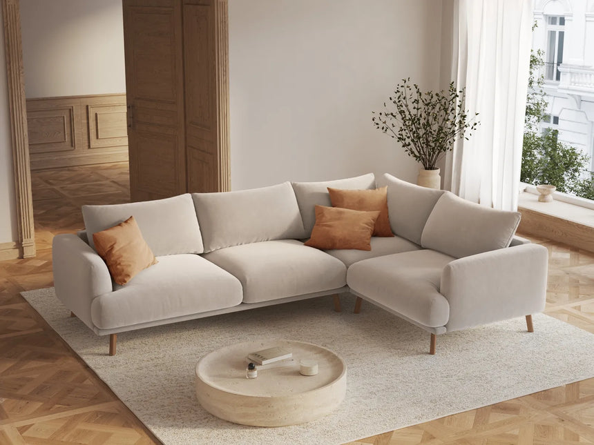 Naomi 4-Sitzer Ecksofa, Rechte Seite, aus Samt in Beige (Salvador 1), 280x195 cm von Micadoni – Bild 2