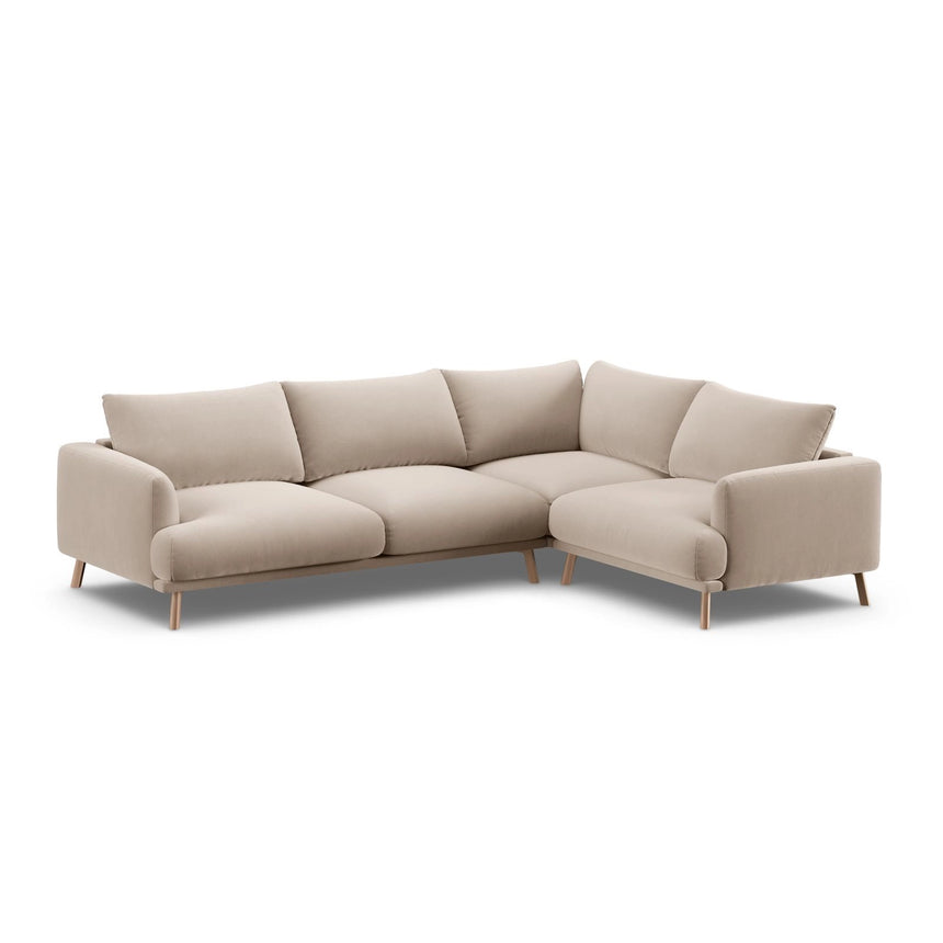 Naomi 4-Sitzer Ecksofa, Rechte Seite, aus Samt in Beige (Salvador 1), 280x195 cm von Micadoni – Bild 4