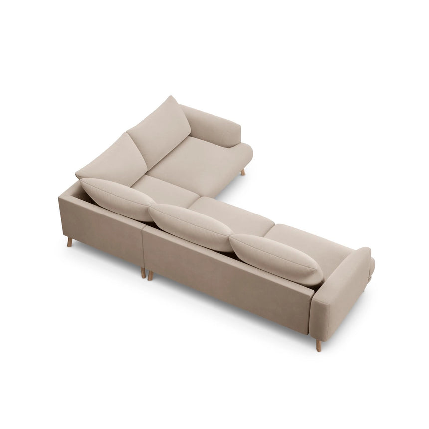 Naomi 4-Sitzer Ecksofa, Rechte Seite, aus Samt in Beige (Salvador 1), 280x195 cm von Micadoni – Bild 5