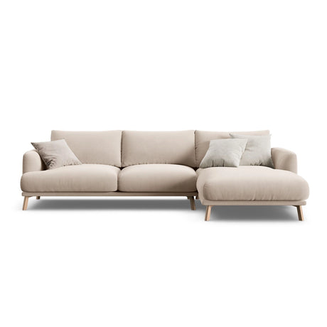 Naomi 4-Sitzer Ecksofa, Rechte Seite, aus Samt in Beige (Salvador 1), 285x170 cm von Micadoni – Bild 1