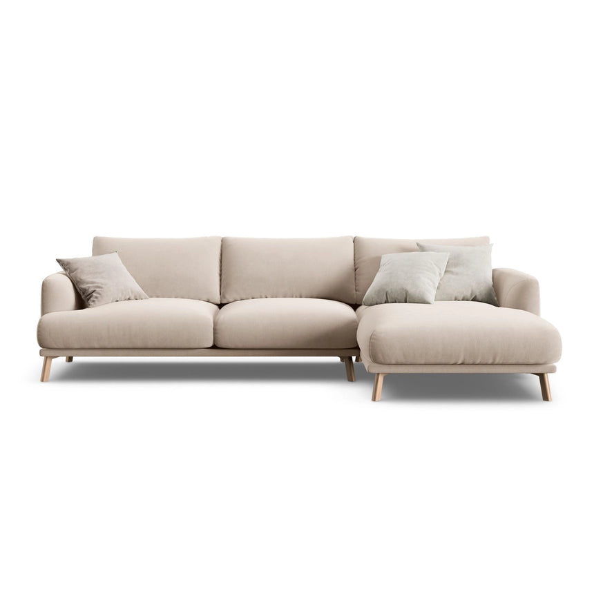Naomi 4-Sitzer Ecksofa, Rechte Seite, aus Samt in Beige (Salvador 1), 285x170 cm von Micadoni – Bild 1