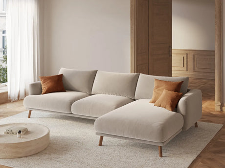 Naomi 4-Sitzer Ecksofa, Rechte Seite, aus Samt in Beige (Salvador 1), 285x170 cm von Micadoni – Bild 2