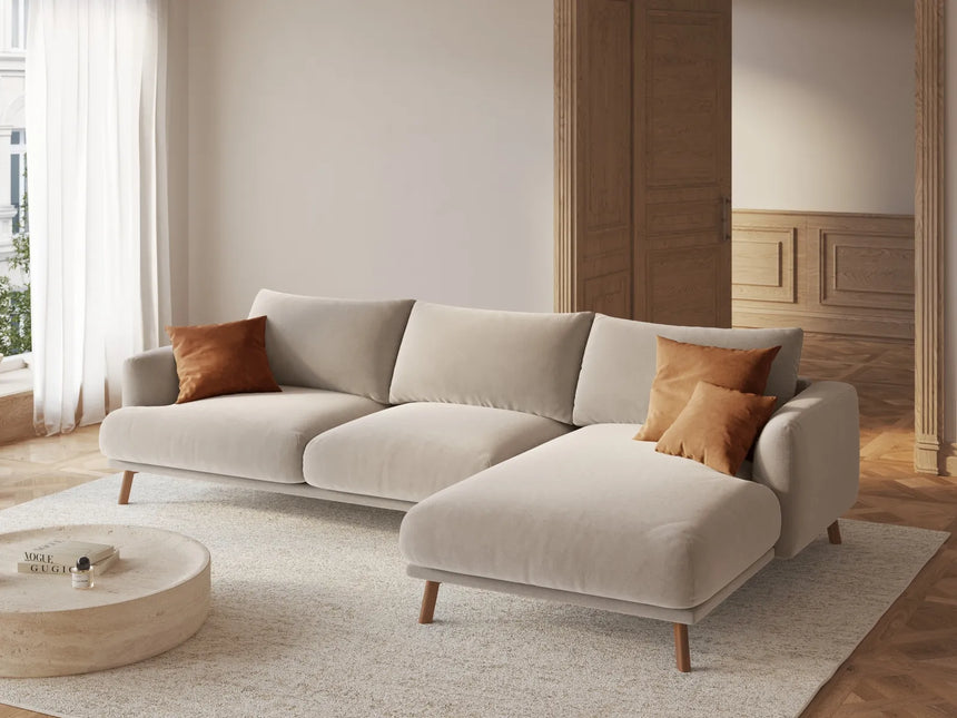 Naomi 4-Sitzer Ecksofa, Rechte Seite, aus Samt in Beige (Salvador 1), 285x170 cm von Micadoni – Bild 2