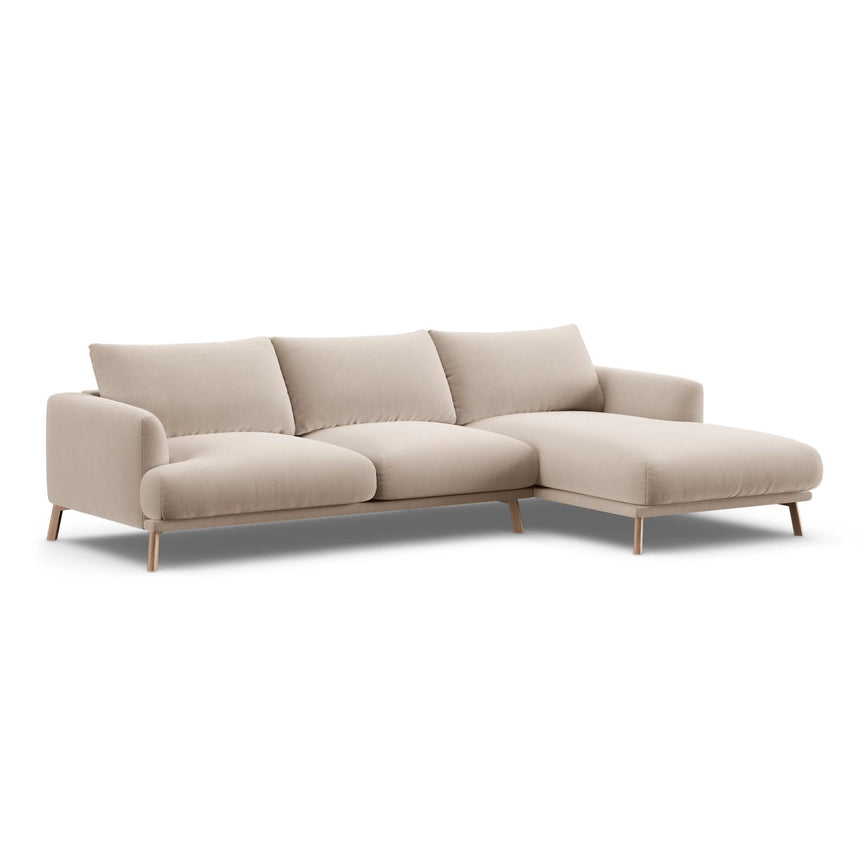 Naomi 4-Sitzer Ecksofa, Rechte Seite, aus Samt in Beige (Salvador 1), 285x170 cm von Micadoni – Bild 4