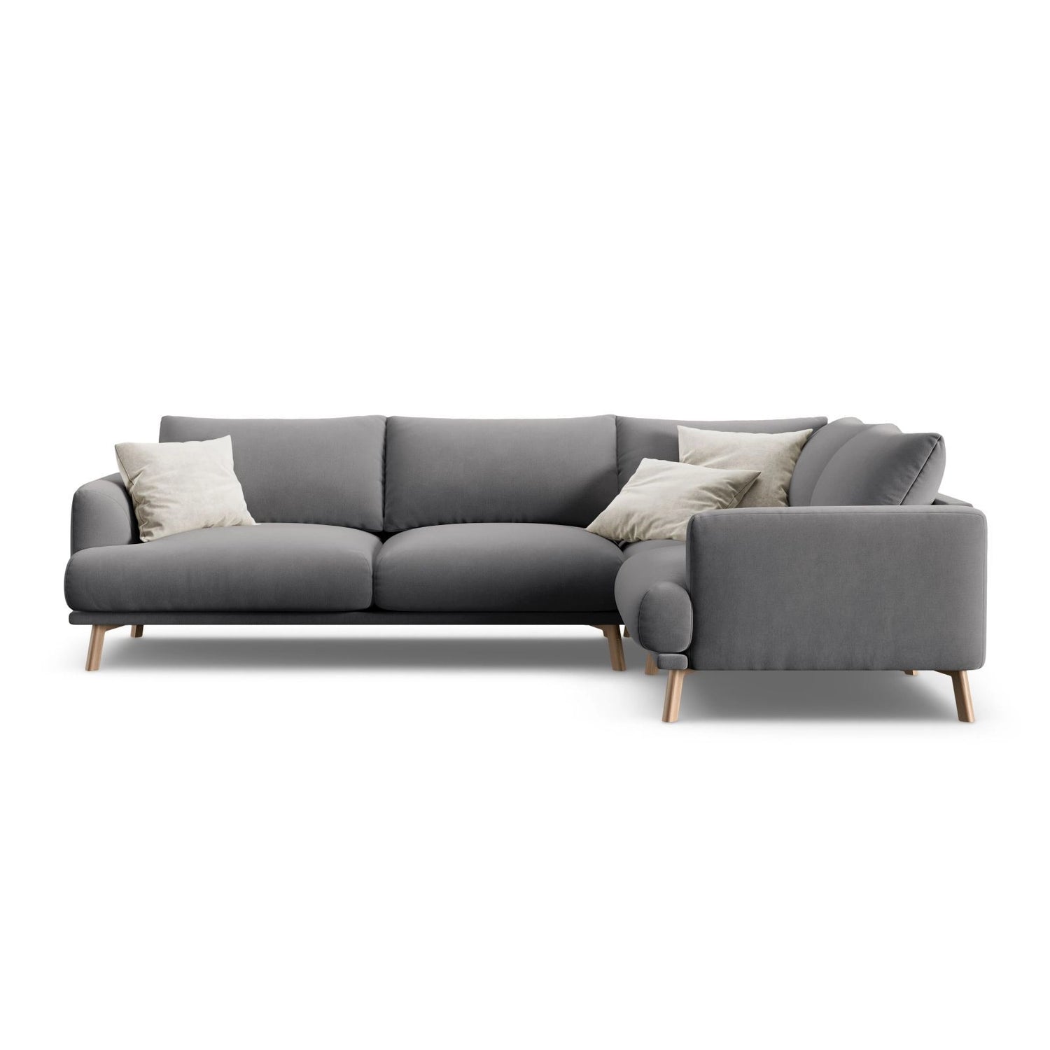 Naomi 4-Sitzer Ecksofa, Rechte Seite, aus Samt in Grau (Salvador 17), 280x195 cm von Micadoni – Bild 1