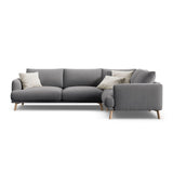 Naomi 4-Sitzer Ecksofa, Rechte Seite, aus Samt in Grau (Salvador 17), 280x195 cm von Micadoni – Bild 1