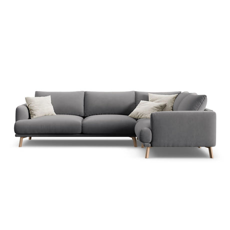 Naomi 4-Sitzer Ecksofa, Rechte Seite, aus Samt in Grau (Salvador 17), 280x195 cm von Micadoni – Bild 1