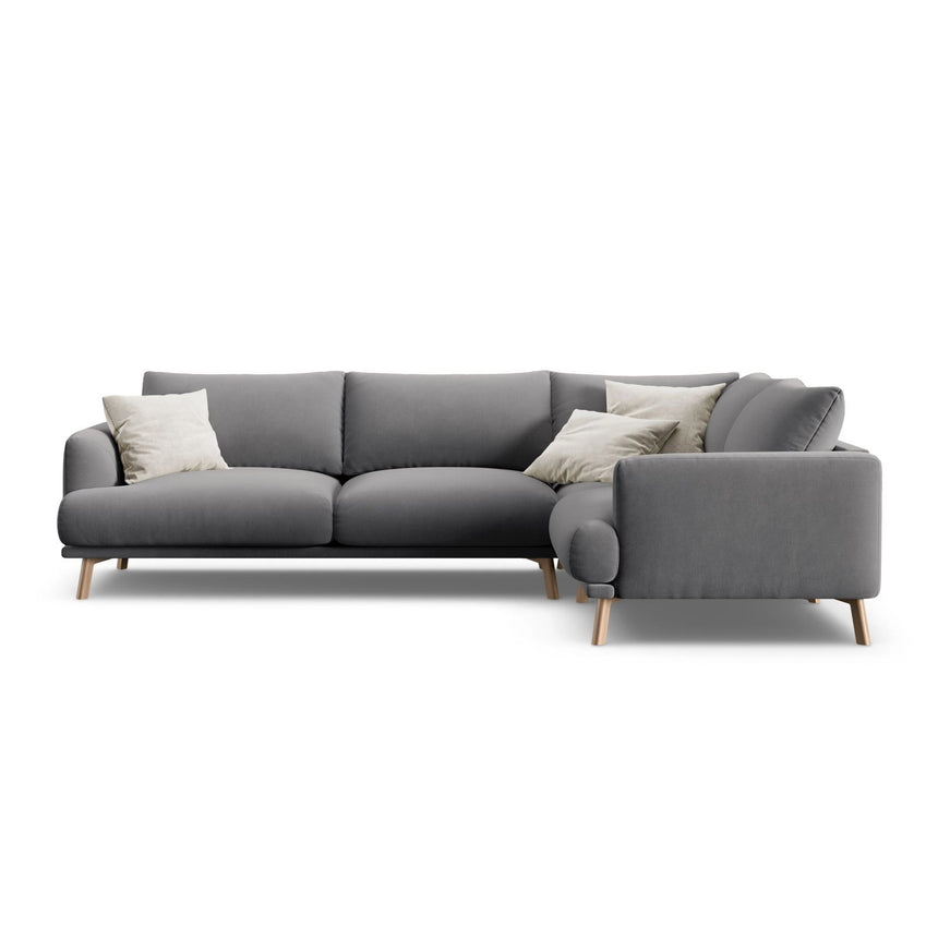 Naomi 4-Sitzer Ecksofa, Rechte Seite, aus Samt in Grau (Salvador 17), 280x195 cm von Micadoni – Bild 1