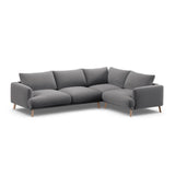 Naomi 4-Sitzer Ecksofa, Rechte Seite, aus Samt in Grau (Salvador 17), 280x195 cm von Micadoni – Bild 4